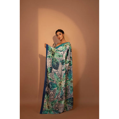 UNALLUME BY NISHA Orchid Dreams Silk Saree with Unstitched Blouse - Multi-Color