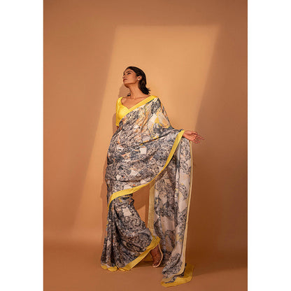 UNALLUME BY NISHA Urban Chic Amber Silk Saree with Unstitched Blouse - Multi-Color
