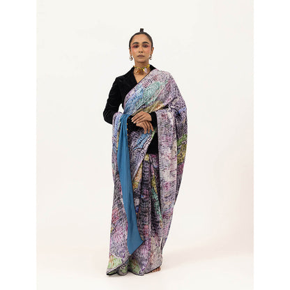 UNALLUME BY NISHA Drift Silk Saree with Unstitched Blouse Twilight Vine - Multi-Color