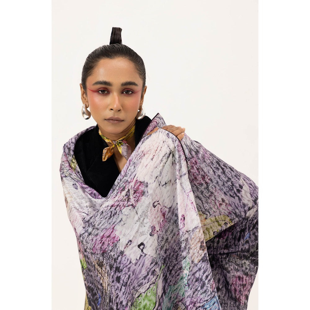 UNALLUME BY NISHA Drift Silk Saree with Unstitched Blouse Twilight Vine - Multi-Color