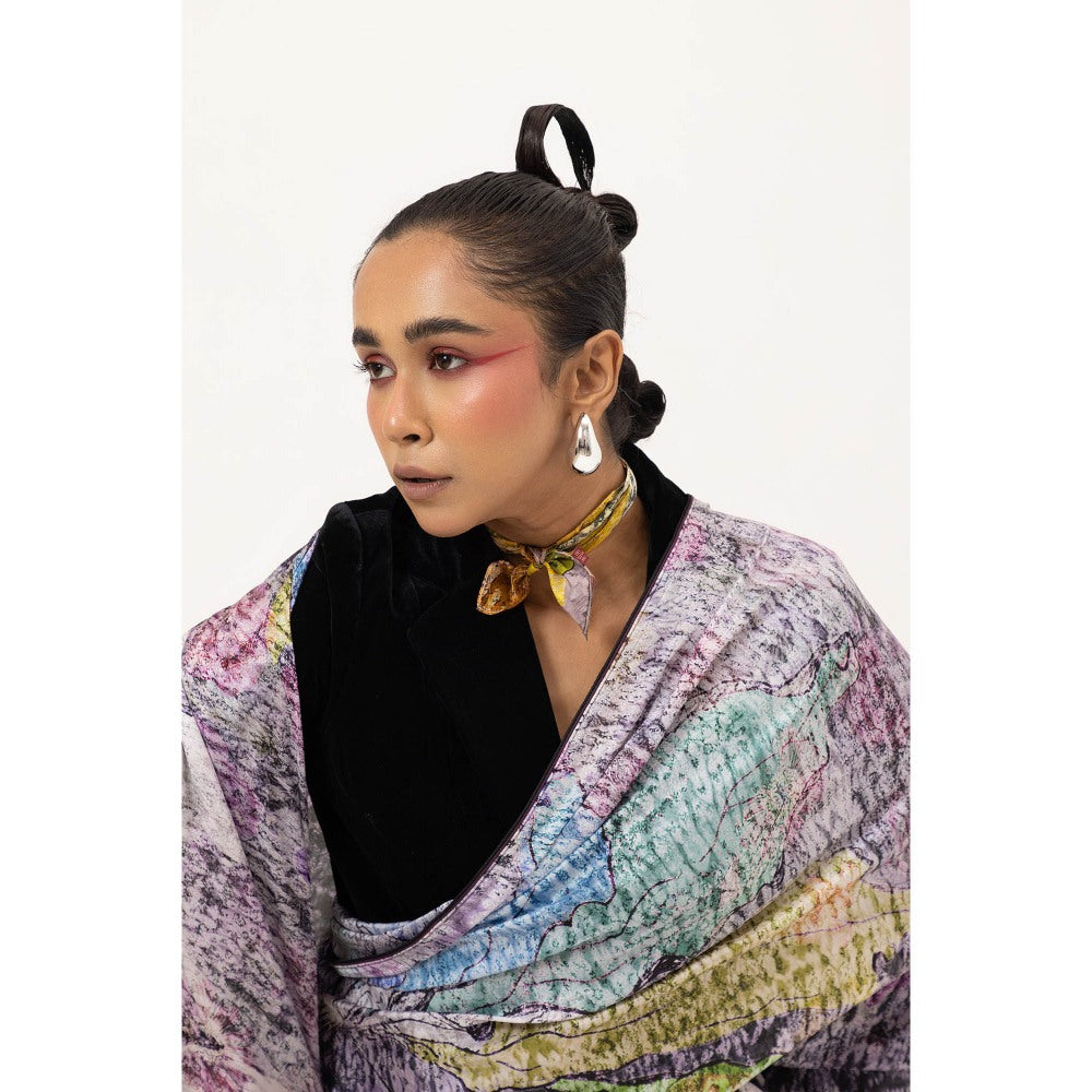 UNALLUME BY NISHA Drift Silk Saree with Unstitched Blouse Twilight Vine - Multi-Color