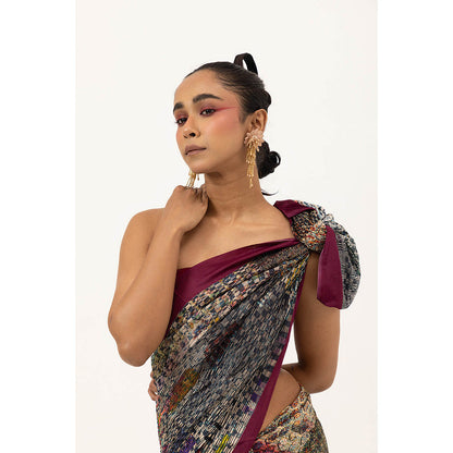 UNALLUME BY NISHA Silk Saree with Unstitched Blouse - Multi-Color