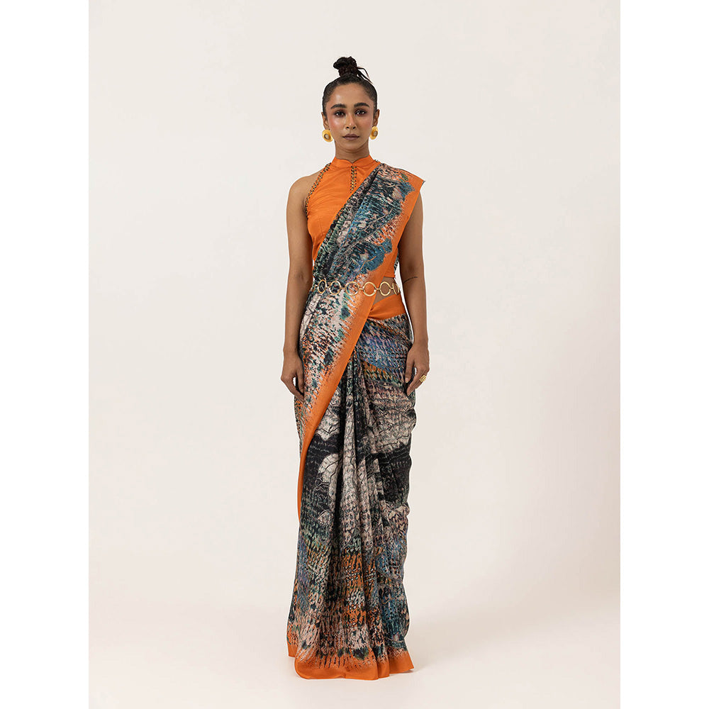 UNALLUME BY NISHA Enchanted Canopy Silk Saree with Unstitched Blouse - Multi-Color