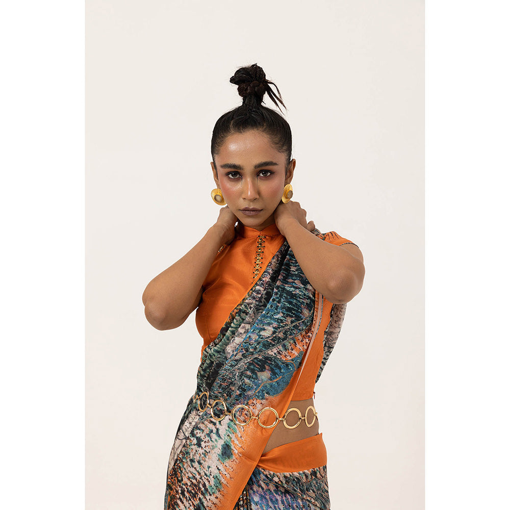 UNALLUME BY NISHA Enchanted Canopy Silk Saree with Unstitched Blouse - Multi-Color