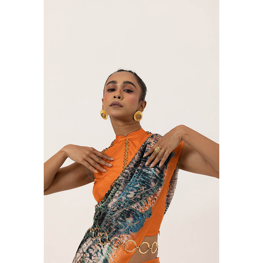 UNALLUME BY NISHA Enchanted Canopy Silk Saree with Unstitched Blouse - Multi-Color