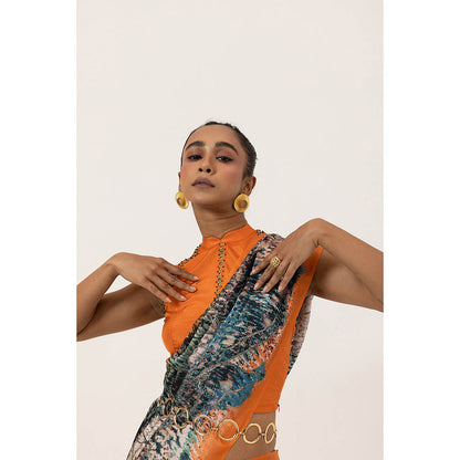 UNALLUME BY NISHA Enchanted Canopy Silk Saree with Unstitched Blouse - Multi-Color