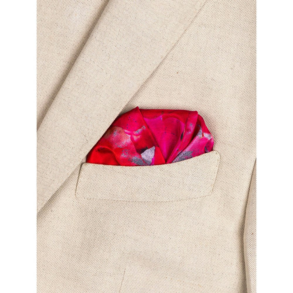 UNALLUME BY NISHA Pink Floral Pocket Square