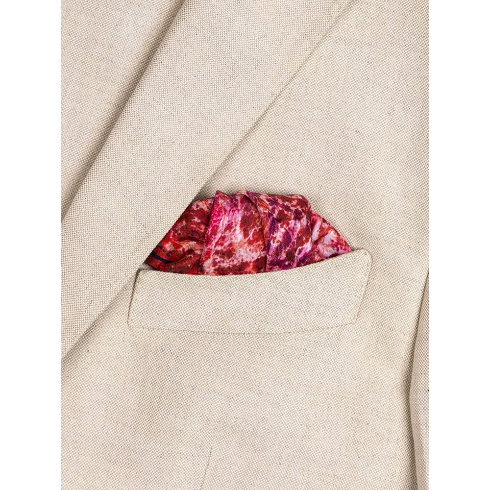 UNALLUME BY NISHA Red Printed Pocket Square