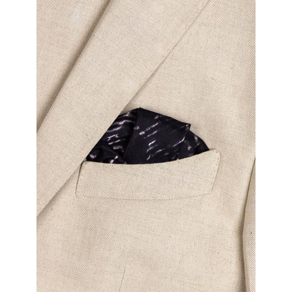 UNALLUME BY NISHA Black Printed Pocket Square