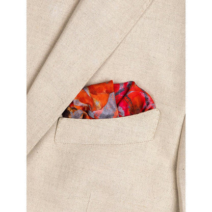 UNALLUME BY NISHA Orange Floral Pocket Square