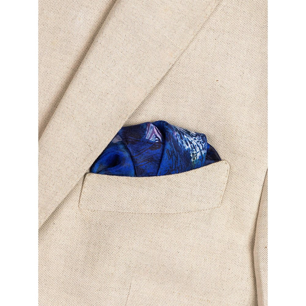 UNALLUME BY NISHA Navy Blue Printed Pocket Square