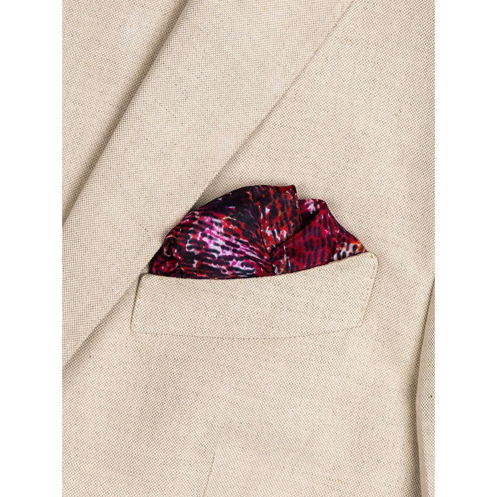 UNALLUME BY NISHA Red Printed Pocket Square