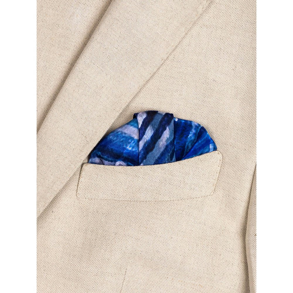 UNALLUME BY NISHA Blue Printed Pocket Square