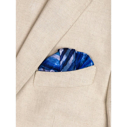 UNALLUME BY NISHA Blue Printed Pocket Square