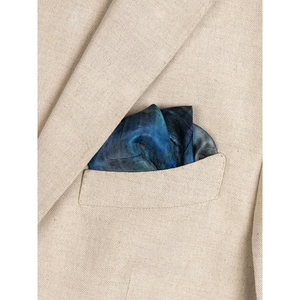 UNALLUME BY NISHA Blue Printed Pocket Square