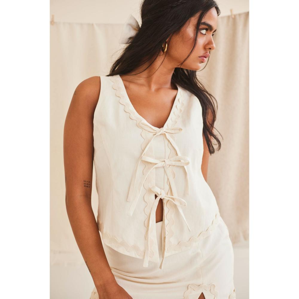 Urban Suburban Ivory Top with Lace Detail