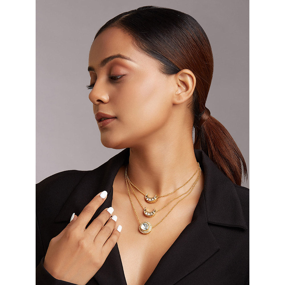 Joules By Radhika Gold Hydro Mozanite Polki Necklace