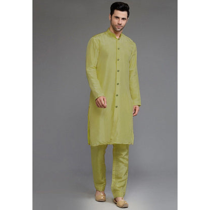 UTSAV FASHION Embroidered Uppada Silk Olive Faux Georgette Sherwani with Pant and Jacket