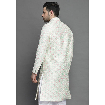 UTSAV FASHION Embroidered Art Silk In Off White Color Sherwani with Pant