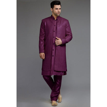 UTSAV FASHION Embroidered Georgette Art Uppada Silk Sherwani with Kurta and Pant