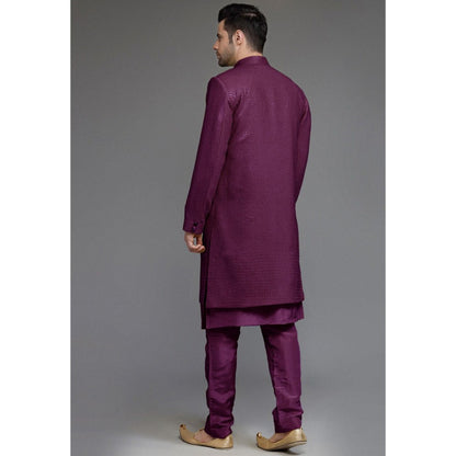 UTSAV FASHION Embroidered Georgette Art Uppada Silk Sherwani with Kurta and Pant