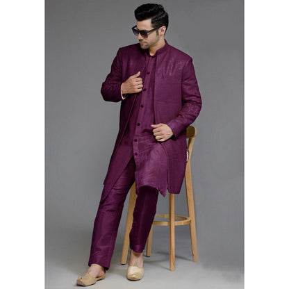 UTSAV FASHION Embroidered Georgette Art Uppada Silk Sherwani with Kurta and Pant