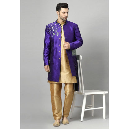 UTSAV FASHION Blue Art Silk Embellished Sherwani With Kurta & Pant