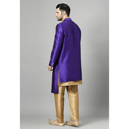UTSAV FASHION Blue Art Silk Embellished Sherwani With Kurta & Pant