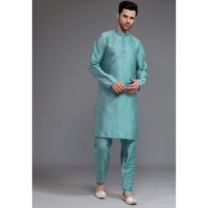 UTSAV FASHION Art Silk Light Blue Kurta with Pyjama and Nehru Jacket