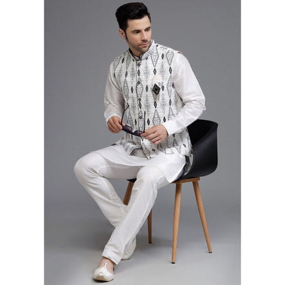 UTSAV FASHION Cotton Silk Kurta with Pyjama and Nehru Jacket