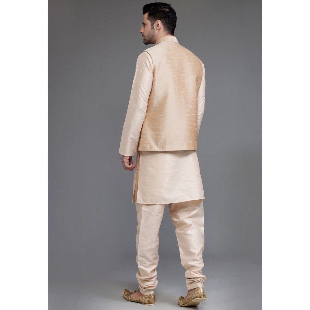 UTSAV FASHION Art Silk Light Beige Kurta with Pyjama and Nehru Jacket