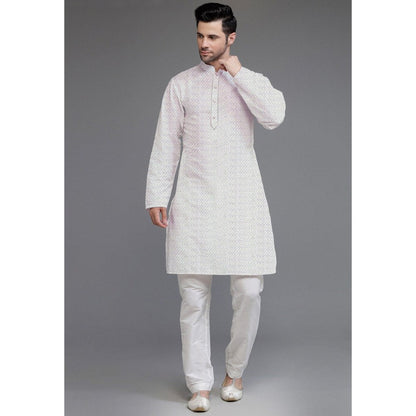 UTSAV FASHION Embroidered Georgette Cream Kurta with Pant