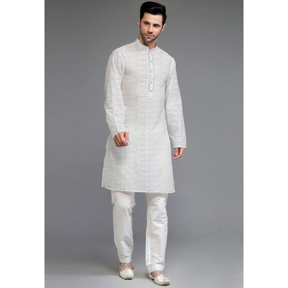 UTSAV FASHION Embroidered Georgette Cream Kurta with Pant