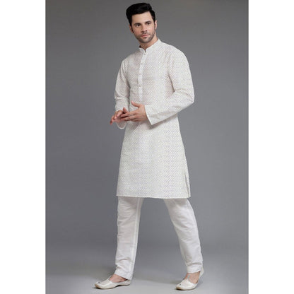 UTSAV FASHION Embroidered Georgette Cream Kurta with Pant