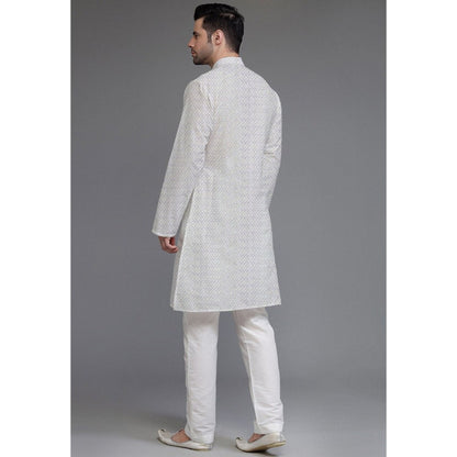 UTSAV FASHION Embroidered Georgette Cream Kurta with Pant