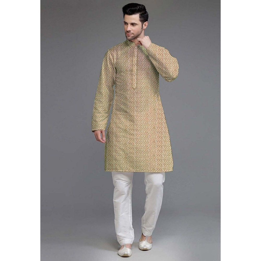 UTSAV FASHION Embroidered Georgette Beige Kurta with Pant