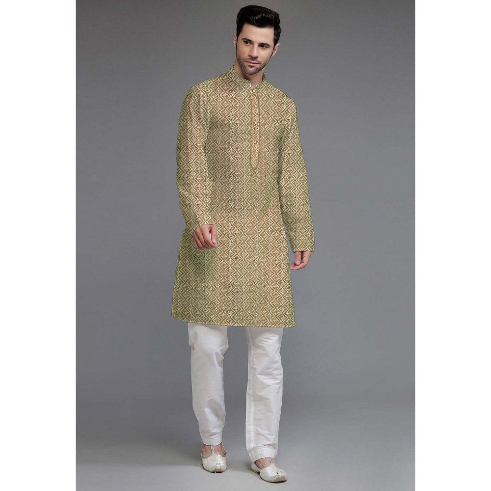UTSAV FASHION Embroidered Georgette Beige Kurta with Pant