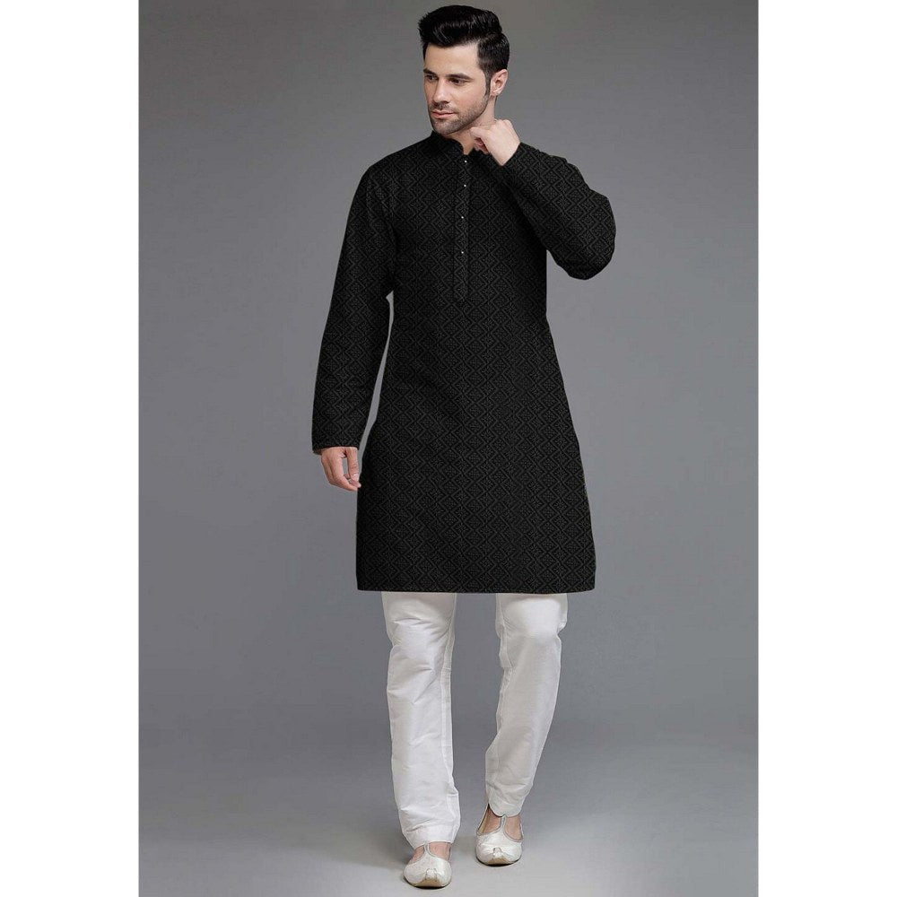 UTSAV FASHION Embroidered Georgette Black Kurta with Pant