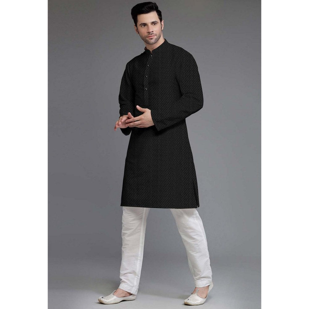 UTSAV FASHION Embroidered Georgette Black Kurta with Pant