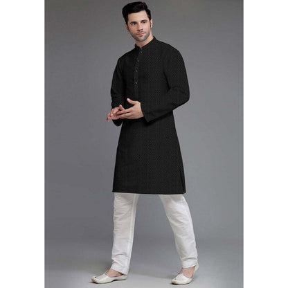 UTSAV FASHION Embroidered Georgette Black Kurta with Pant