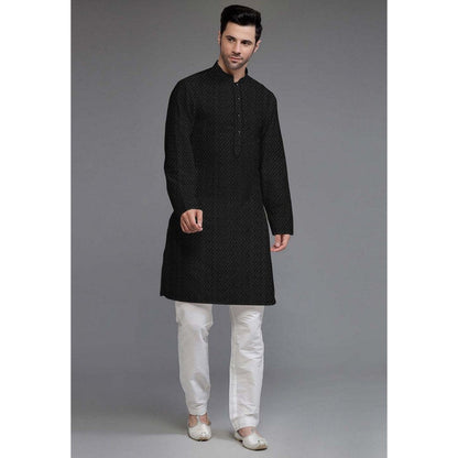 UTSAV FASHION Embroidered Georgette Black Kurta with Pant