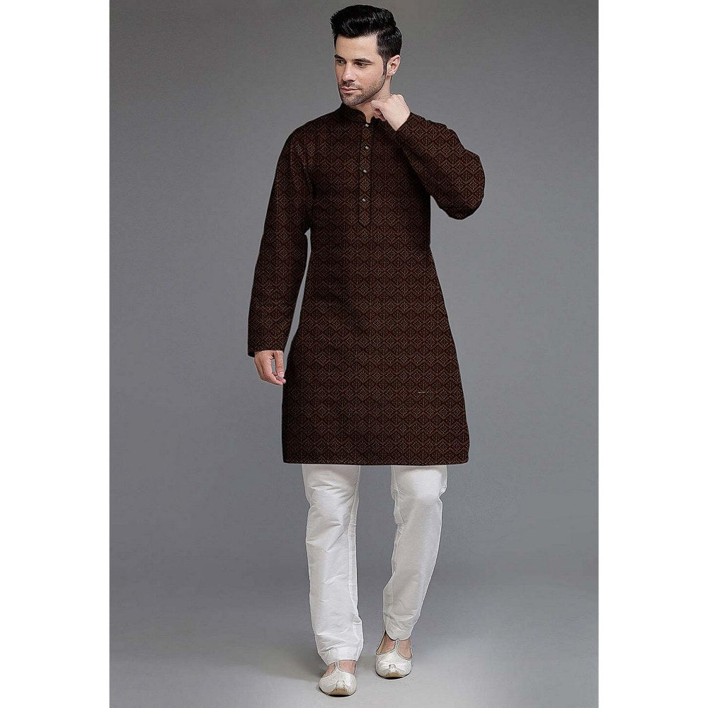 UTSAV FASHION Embroidered Georgette Brown Kurta with Pant
