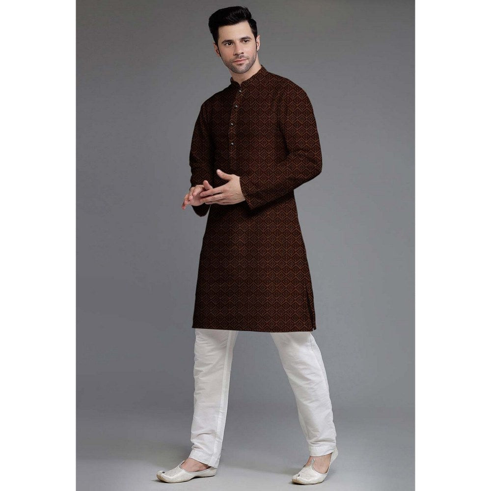 UTSAV FASHION Embroidered Georgette Brown Kurta with Pant