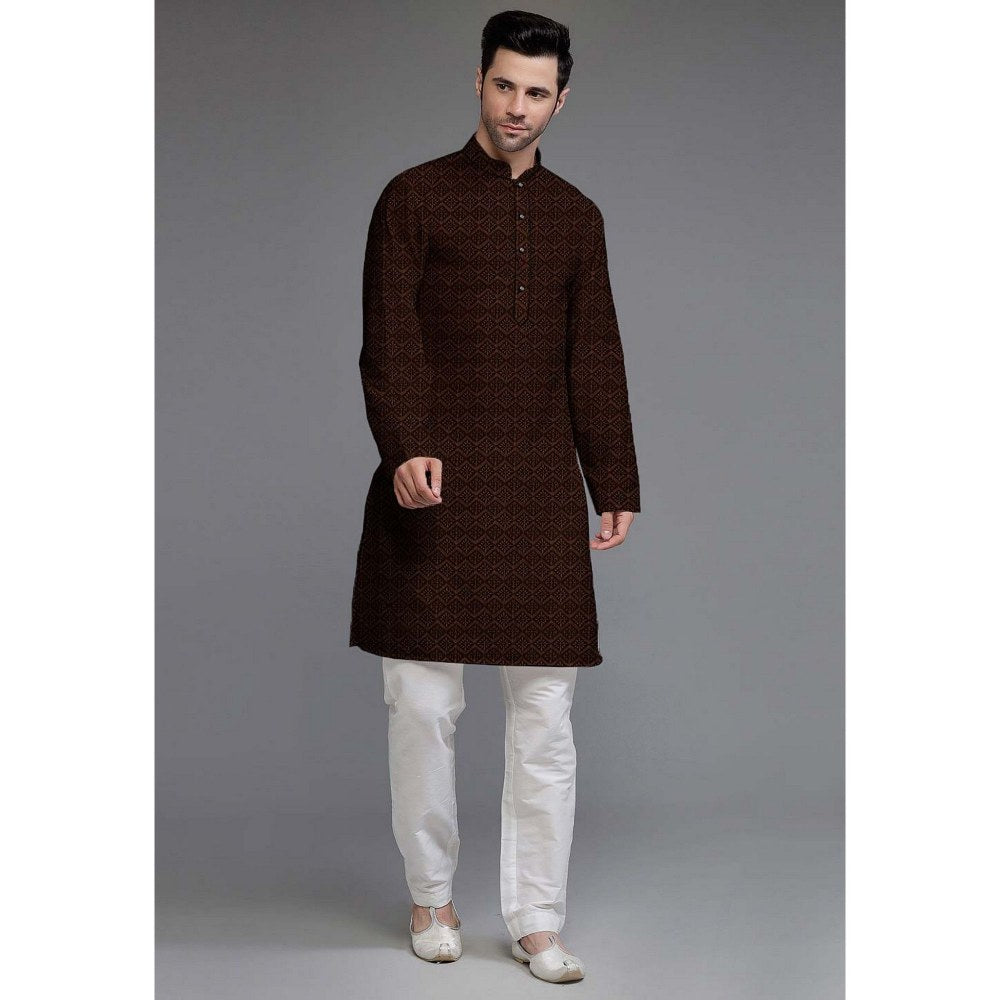 UTSAV FASHION Embroidered Georgette Brown Kurta with Pant