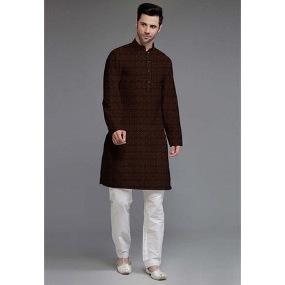 UTSAV FASHION Embroidered Georgette Brown Kurta with Pant