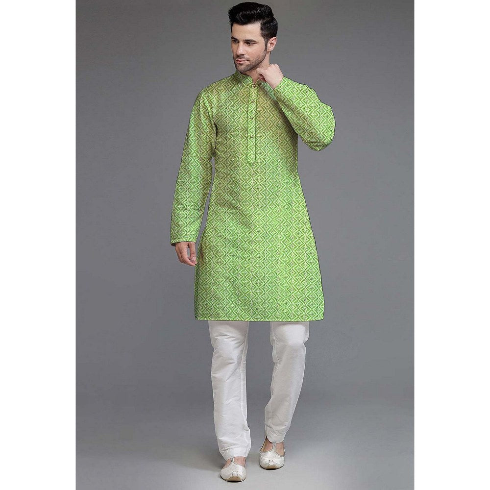 UTSAV FASHION Embroidered Georgette Green Kurta with Pant