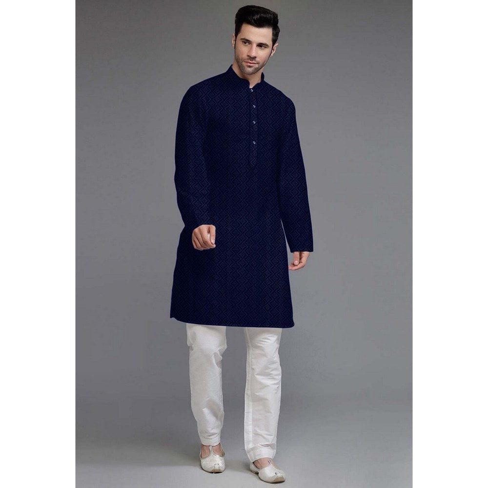 UTSAV FASHION Embroidered Georgette Navy Blue Kurta with Pant