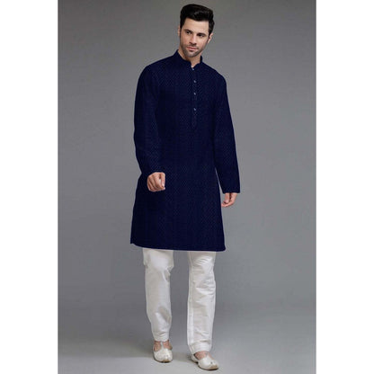 UTSAV FASHION Embroidered Georgette Navy Blue Kurta with Pant