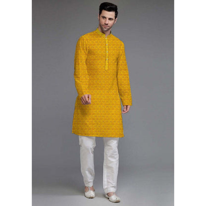 UTSAV FASHION Embroidered Georgette Yellow Kurta with Pant