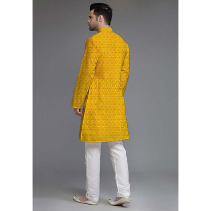 UTSAV FASHION Embroidered Georgette Yellow Kurta with Pant